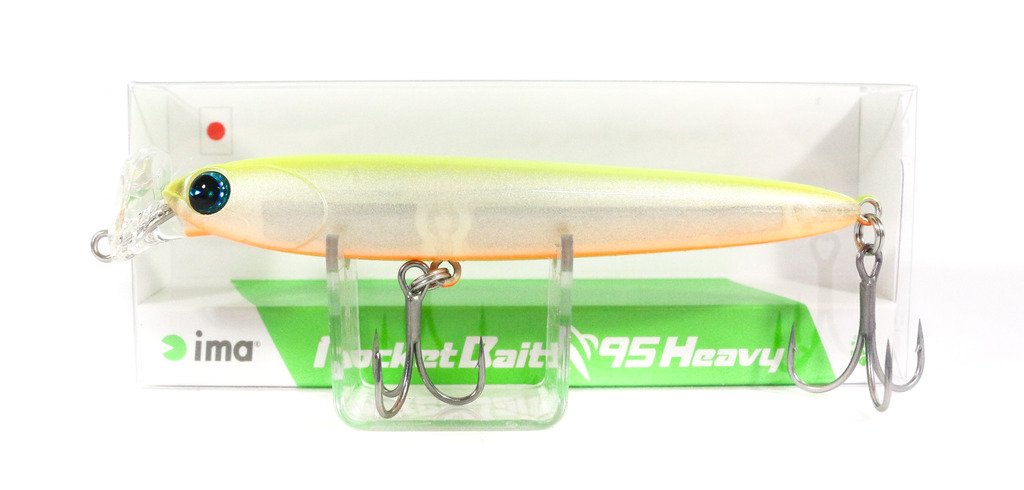 AMS Design (ima) #RB95H-002 Jigminnow Rocket Bait, Heavy 3.7 inches (95 mm), 1.1 oz (30 g) Chart Back Pearl