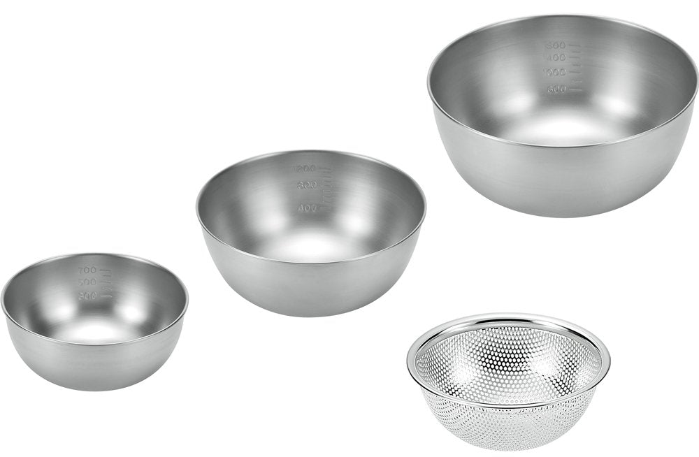 よこやま Yokoyama ETF-800 Tsubame no Takumi Stainless Steel Bowl, Set of 4, (Bowls, 8.3, 7.1, 5.9, 5.9 inches (21, 18, 15 cm), Punching Bowl, 5.9 inches (15 cm), Silver