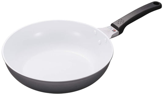 Kyocera CF-28FB-WMGY Fluorine-Free Frying Pot, Deep Frying Pan, 11.0 inches (28 cm), IH Compatible, Ceramic Processing, Non-stick, Oil Used, Less Than Medium Heat, Cerabrid, Matte Gray
