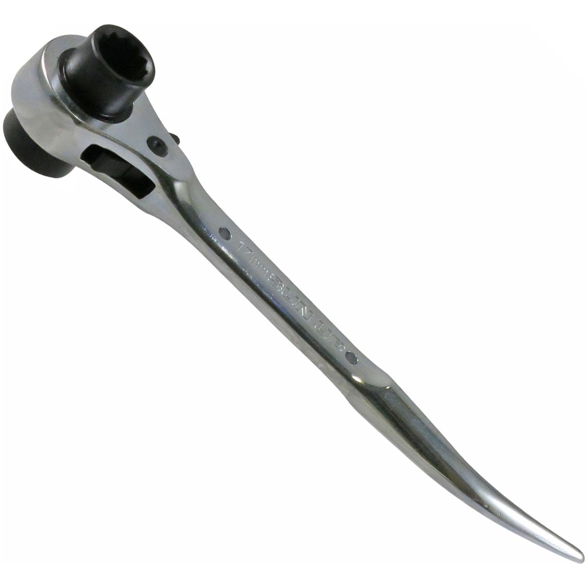 SUN UP Double-Ended Ratchet Wrench, Curved Type, With Shino Included, 17 x 19