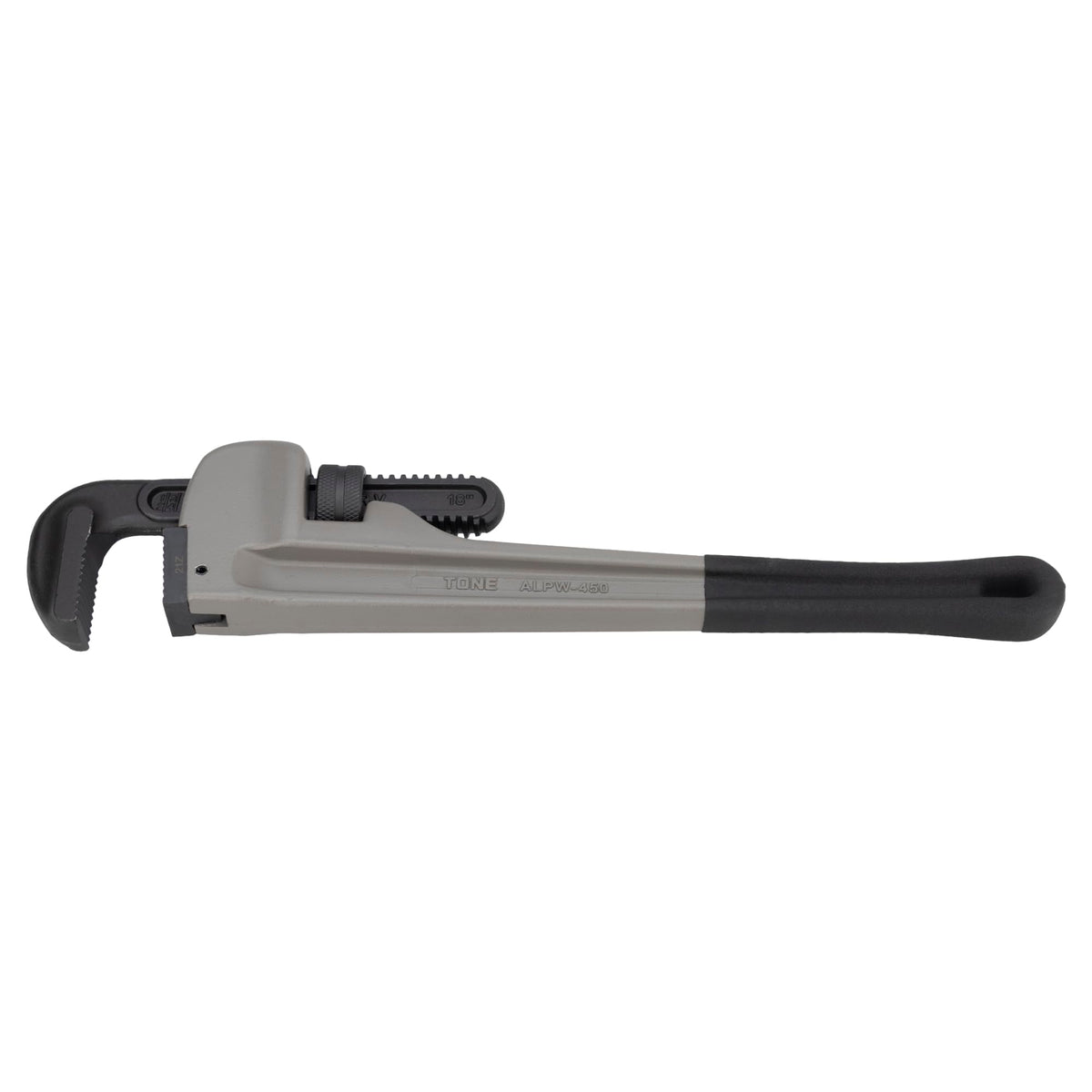 TONE Aluminum Pipe Wrench ALPW-450 Applicable Dia. 65A (2-1/2 Inch) Overall Length 412mm Max. jaw opening 85mm