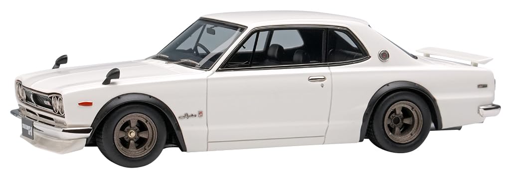メイクアップ Makeup Vision VM244B 1/43 Nissan Skyline 2000 GT-R (KPGC10) 1971 with Spoiler (Works Wheel), White, Finished Product