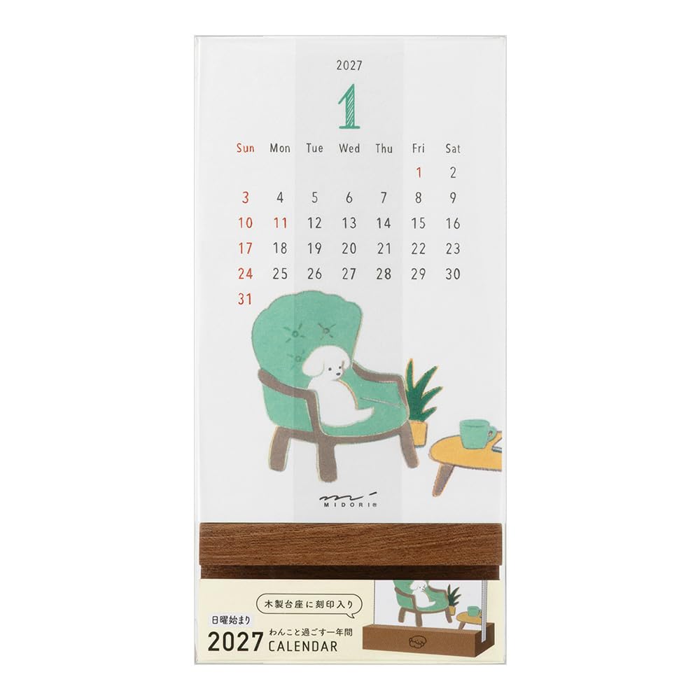 Midori 2027 Calendar Tabletop Stand Calendar Dog 31413006