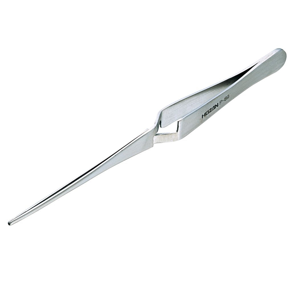 Hozan P-89 Reverse Action Tweezers, Total Length: 6.5 inches (165 mm), Maximum Opening Width: Approx. 0.8 inches (20 mm), Tip Width: 0.1 inches (2 mm), General Purpose Type, Straight Type