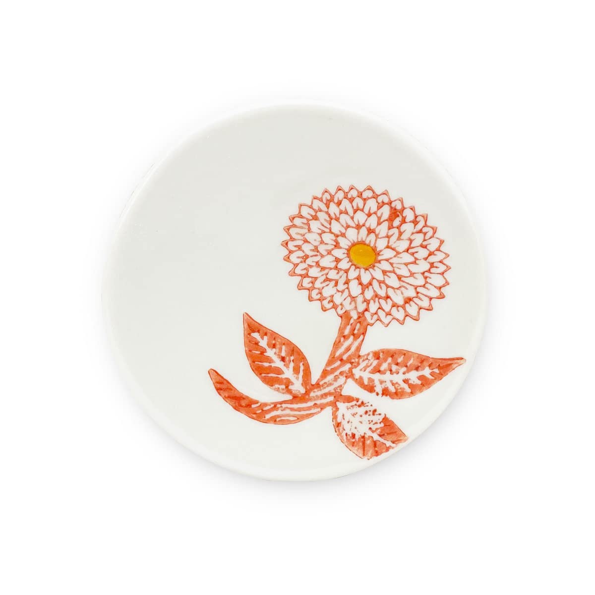 J-kitchens PNO606355 Dinner Bean Plate, Hasami Ware, Made in Japan, Diameter 2.6 x Height 0.4 inches (6.7 x 1 cm), Dahlia, Red