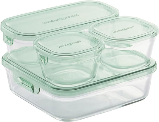 iwaki PS-PRN-4G2 Heat Resistant Glass Storage Containers, Green, Set of 4, Pack & Range