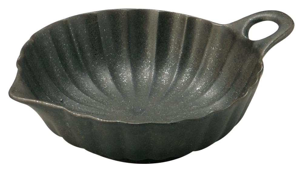 Hanaden Koyo 56130094 Koyo Pottery Kasumi, Black, 5.1 inches (13 cm), Small Bowl with Handle, Japanese Tableware, Mino Ware, Dishwasher Safe, Made in Japan