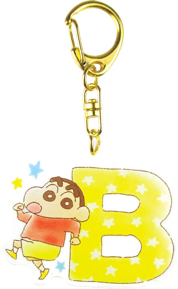 Tees Factory KS-5521853B Key Chain, Initial, Acrylic, Crayon Shin-chan B, 2.1 x 1.8 x 0.1 inches (5.4 x 4.5 x 0.3 cm)