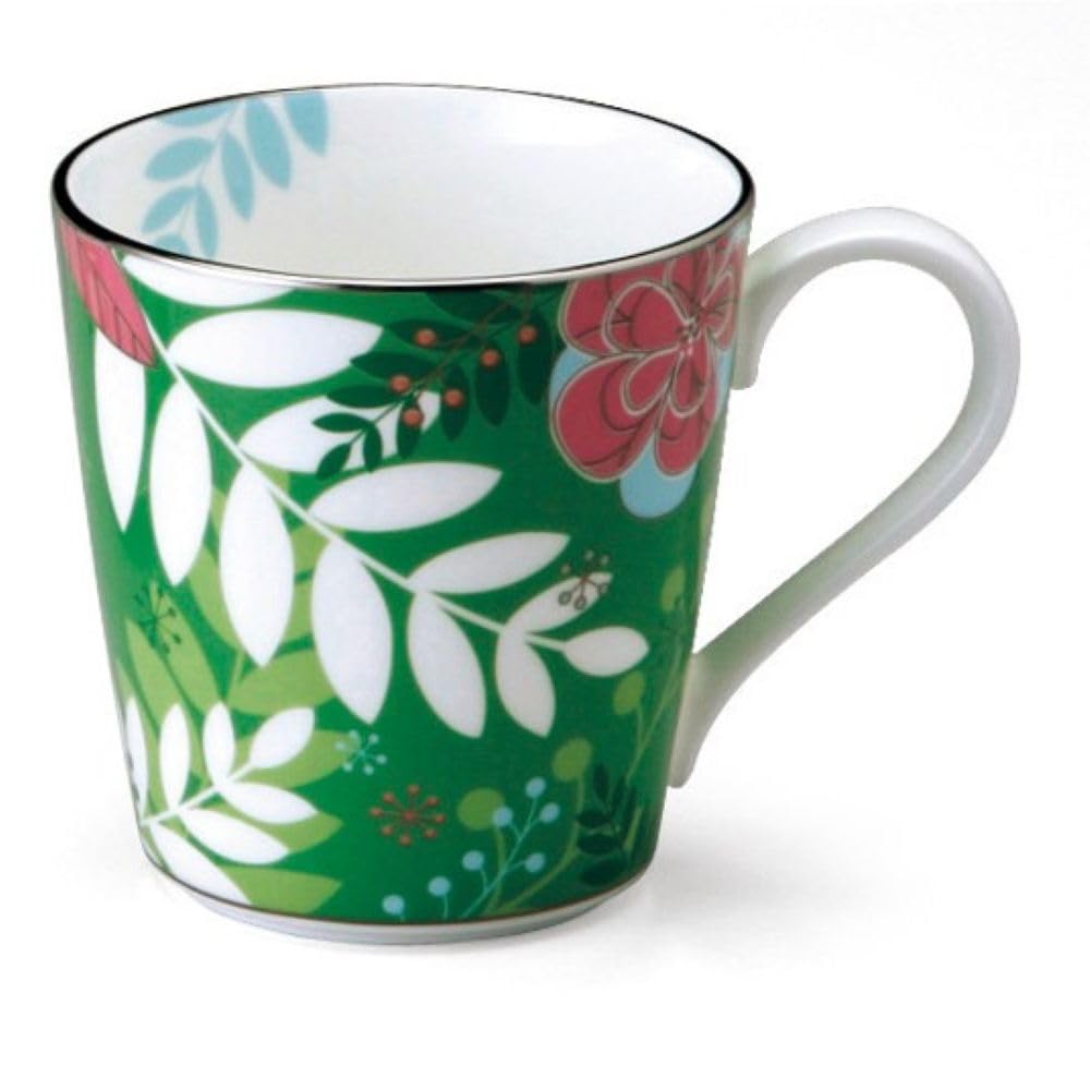 Narumi 51071-2773P Floral Paradise Mug, 9.4 fl oz (290 cc), Green, Colorful Design, Present, Gift Box Included