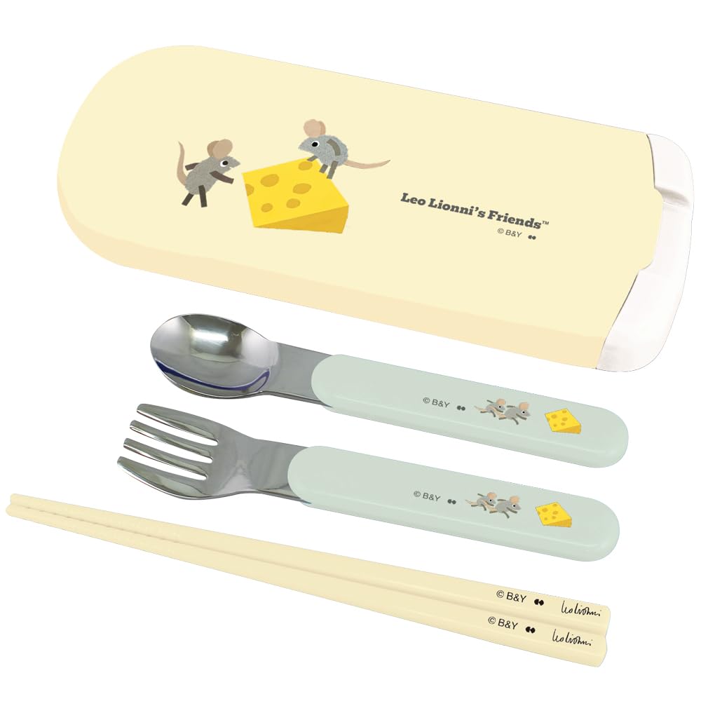 Ken Onishi Leo Lionni Trio Set LUNCH SERIES Cheese Size: Approx. W8.4 D19.7 H1.8 / Spoon: Approx. W2.6 H13.7 / Fork: Approx. W2.5 H13.5 / Chopsticks: Approx. H16.2 LLC-1511