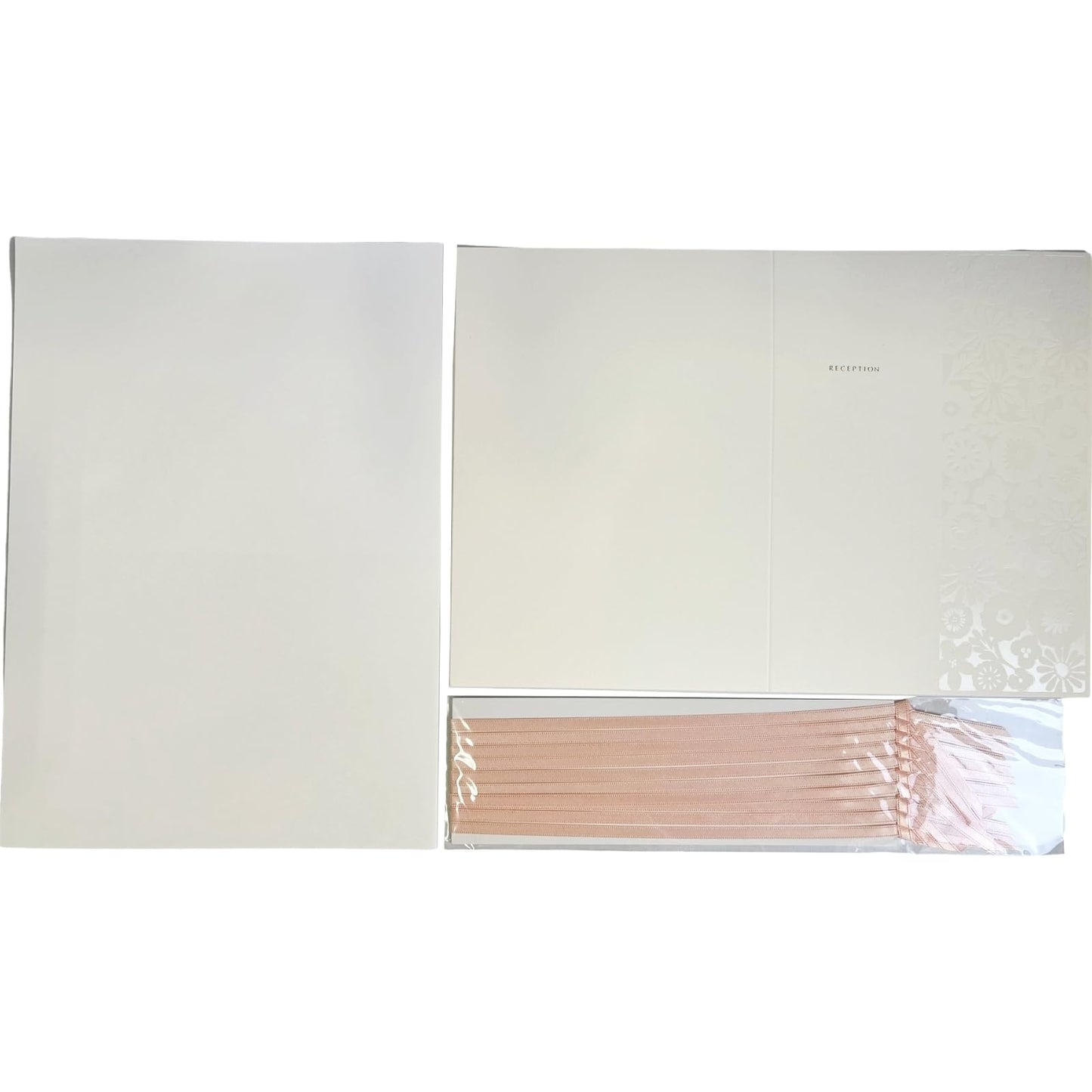 Q-FLA 835117 Table Set, Wedding, Cover, Inner Paper, Satin Ribbon, 10 Each, Full Reel, White Place Cards, Place Cards, Parties, Handmade, Wedding Bridal