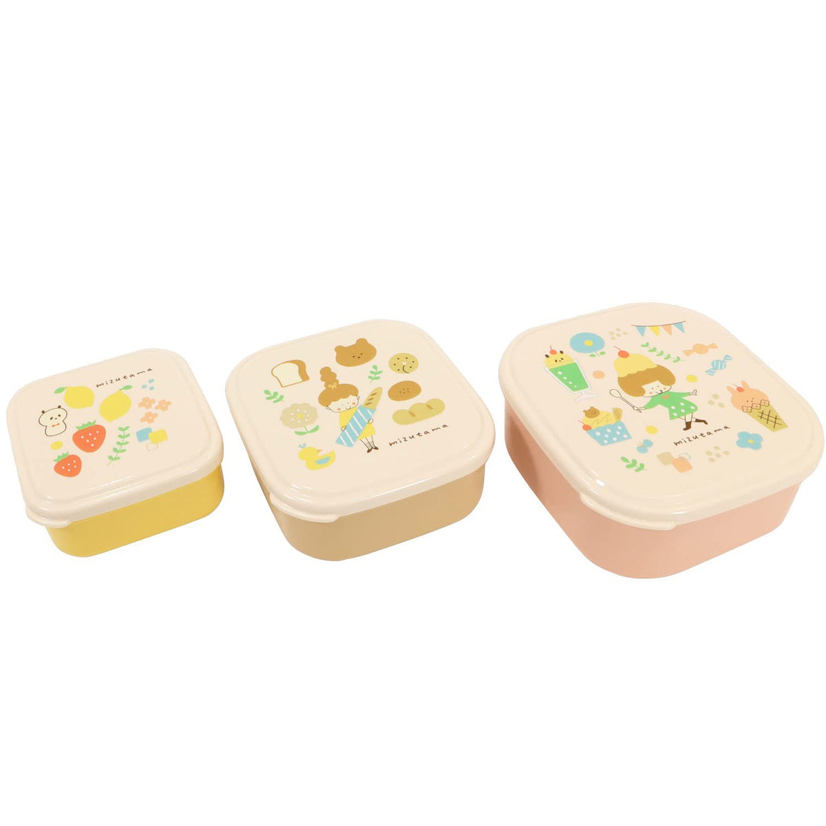 クツワ Kutsuwa MU003 Mizutama-san Seal Box (Set of 3), Made in Japan