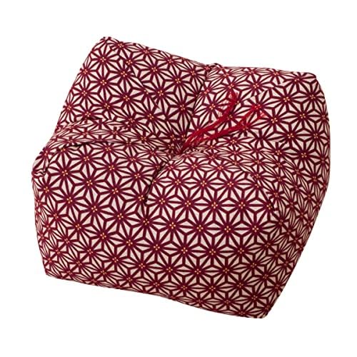 EMOOR Japanese Buckwheat Hulls Seiza Cushion Large 10x10x7in Made in Japan (Checkered Black), Natural Buckwheat Husks Sobagara Floor Sitting Pillow Tatami Cool Nap Side Sleepers