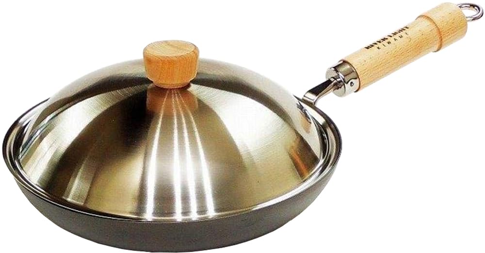 Riverlight JS1224 Kyoku JAPAN Iron Frying Pan with Lid Set, 9.4 inches (24 cm), Iron Nitride, IH Compatible, Rust Resistant, Made in Japan