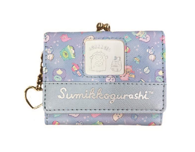 Sumikko Gurashi SG 1632 BLE Synthetic Leather Patch Series, Mini Wallet with Base, Blue