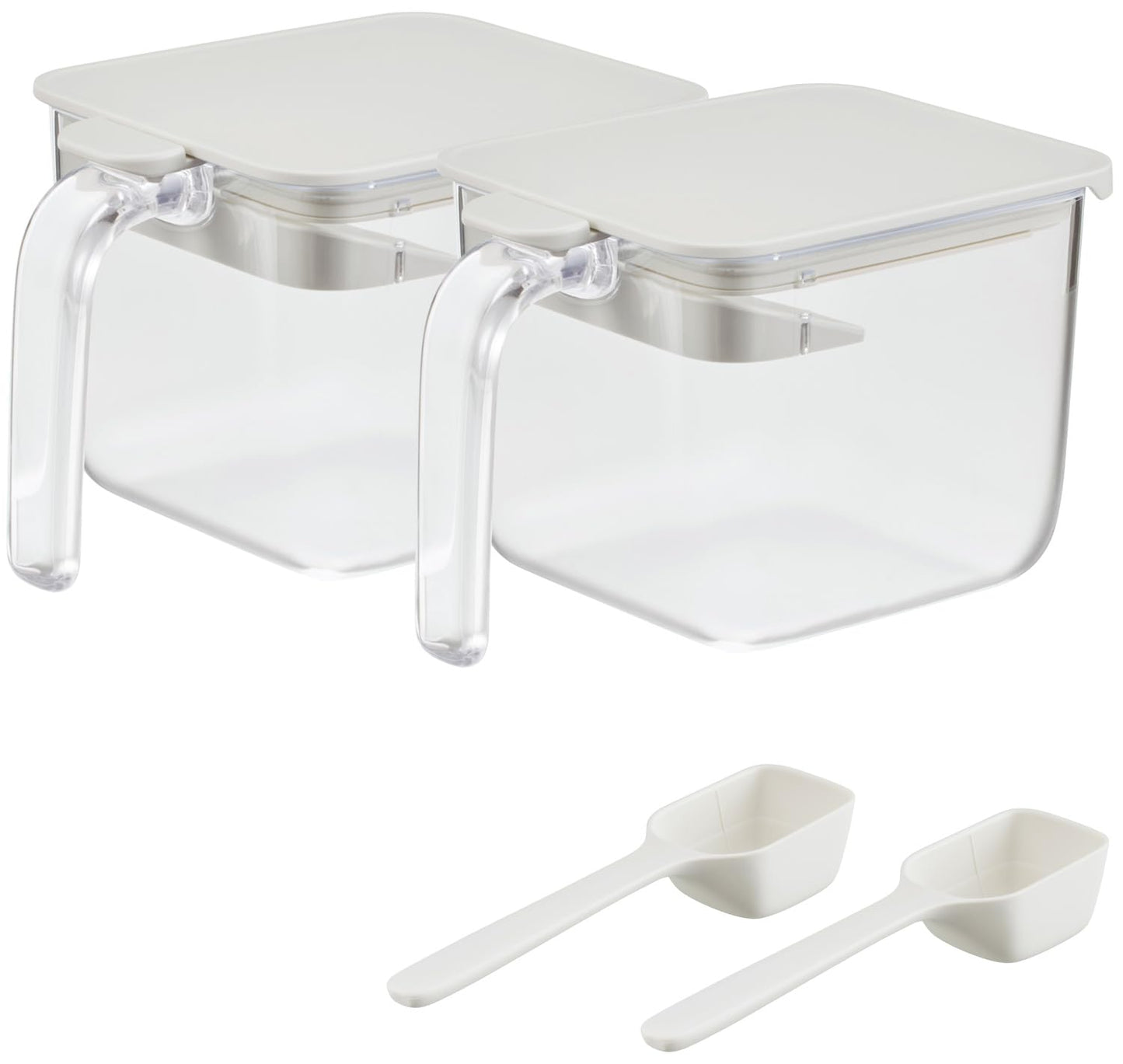 Marna R305W Seasoning Pot with Spoon, Wide, Pack of 2, White, New Life, Condiment Container (Salt and Sugar Container), Goodlock Container