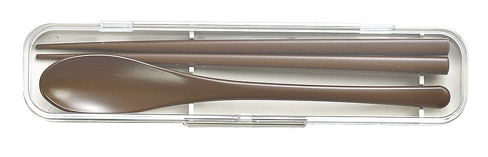 Miyamoto Sangyo Vario 4512951106787 Lunch Spoon & Chopsticks, Brown, Size (W x D x H): 7.7 x 1.8 x 0.2 inches (19.5 x 4.5 x 2 cm)