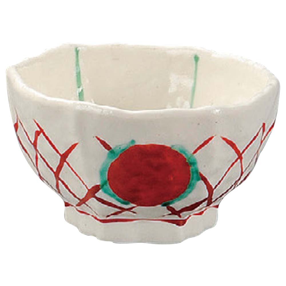 山下工芸(Yamashita kogei) Yamasita Craft 11397160 Hexagonal Bowl, Akamaru Pattern, Large, 6.0 x 6.4 x 3.6 inches (15.2 x 16.2 x 9.2 cm)