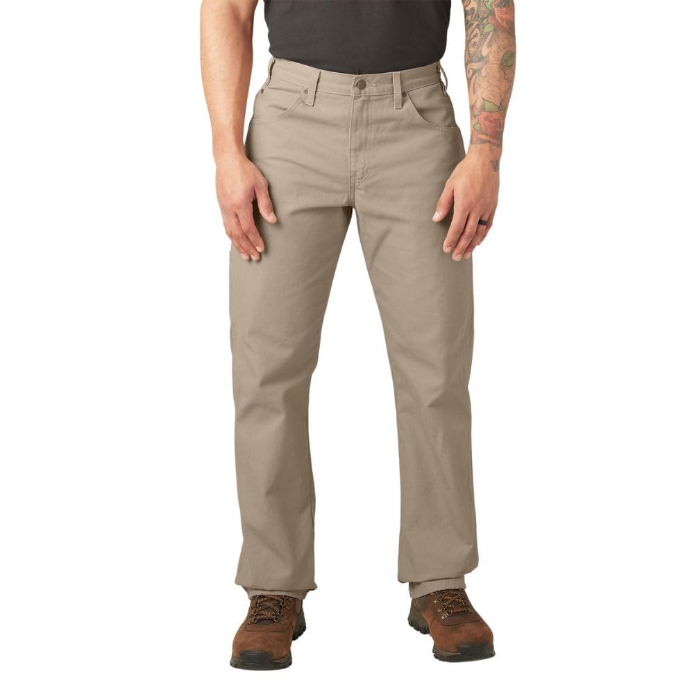 Dickies Men's Relaxed Fit Straight-Leg Duck Carpenter Jean, Desert Sand, 32W x 32L