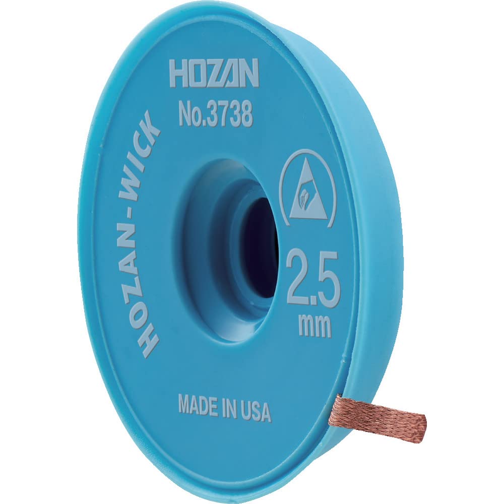 Hozan Solder Suction Wire, Solder Wick, Line Width: 0.1 inches (2.5 mm), Total Length: 4.9 ft (1.5 m) NO.3738