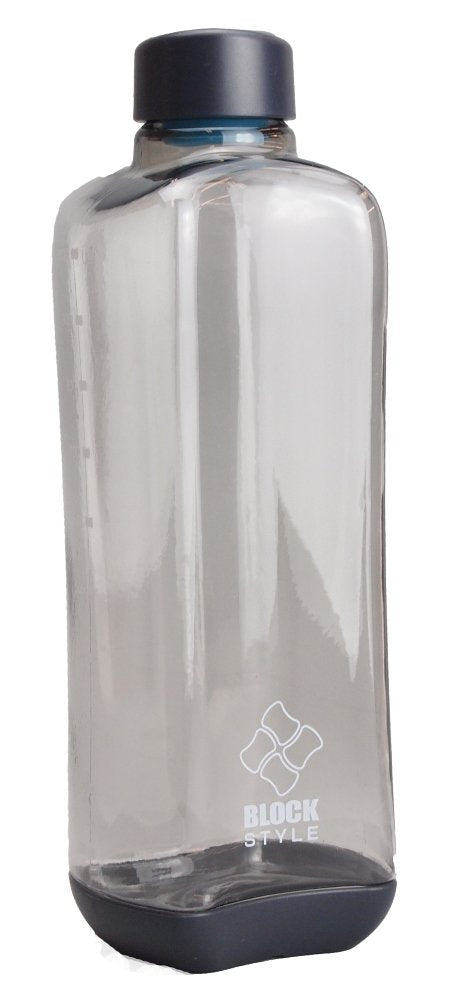 Pearl Metal H-6037 Water Bottle, 33.8 fl oz (1000 ml), Direct Drinking PC Aqua Bottle, Gray, Block Style