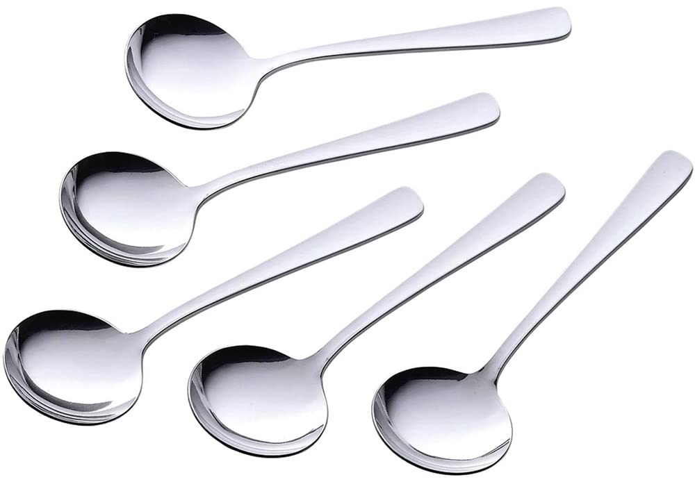Shimomura Kihan 40249 TSUBAME Soup Spoon, Set of 5, Made in Japan, Stainless Steel, Easy to Scoop, Tsubamesanjo