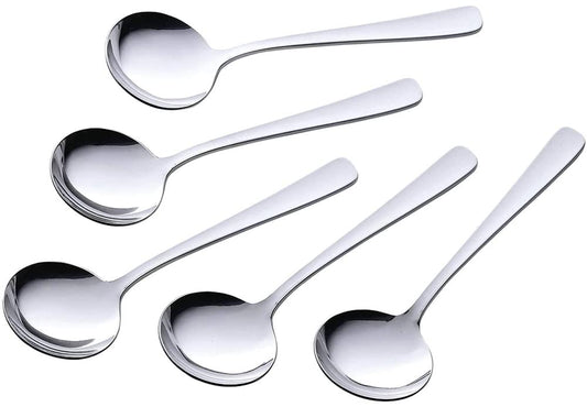 Shimomura Kihan 40249 TSUBAME Soup Spoon, Set of 5, Made in Japan, Stainless Steel, Easy to Scoop, Tsubamesanjo
