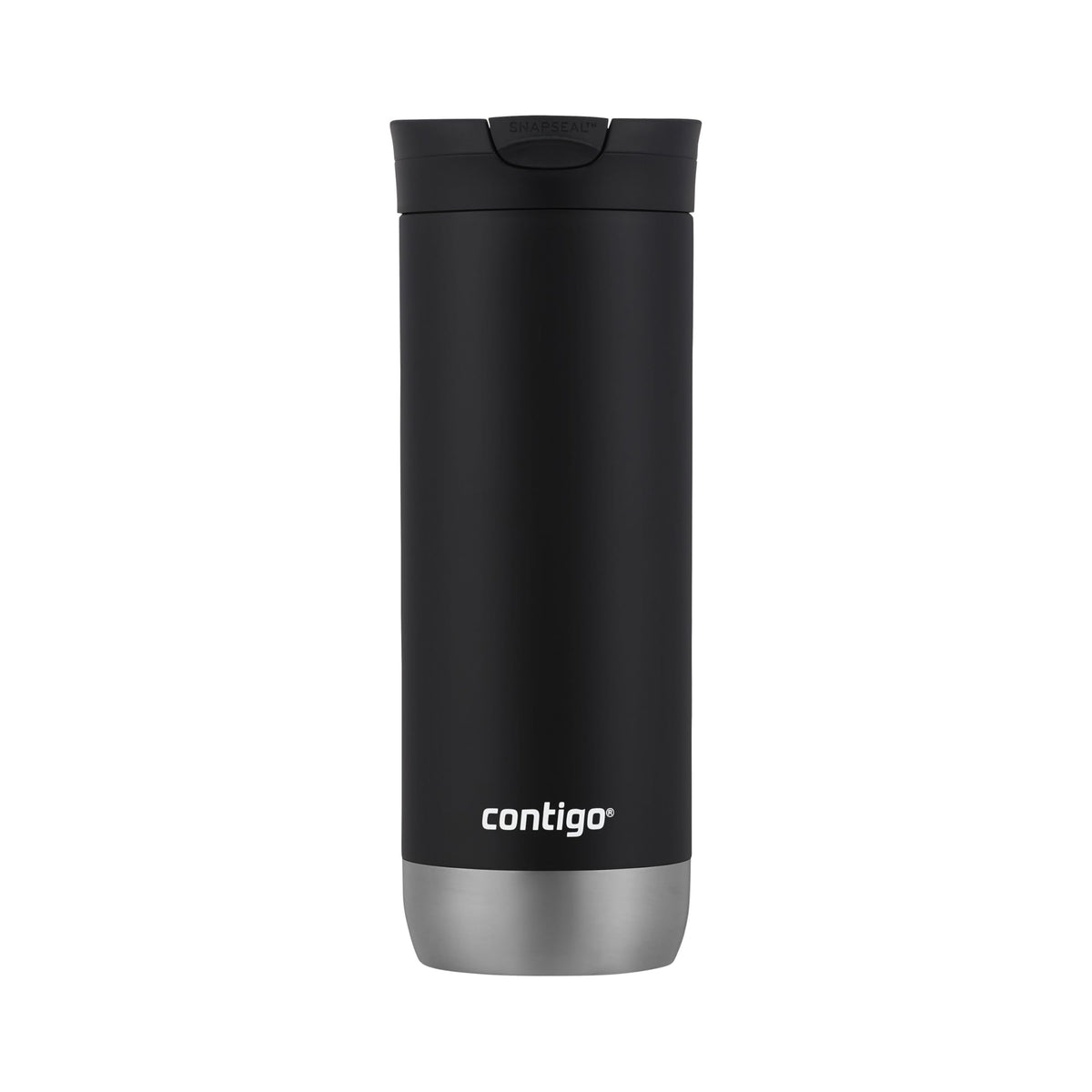 Huron Vacuum-Insulated Stainless Steel Travel Mug, 16oz Licorice - Leak-Proof Lid for Hot/Cold Beverages, Fits Most Cup Holdersand Brewers
