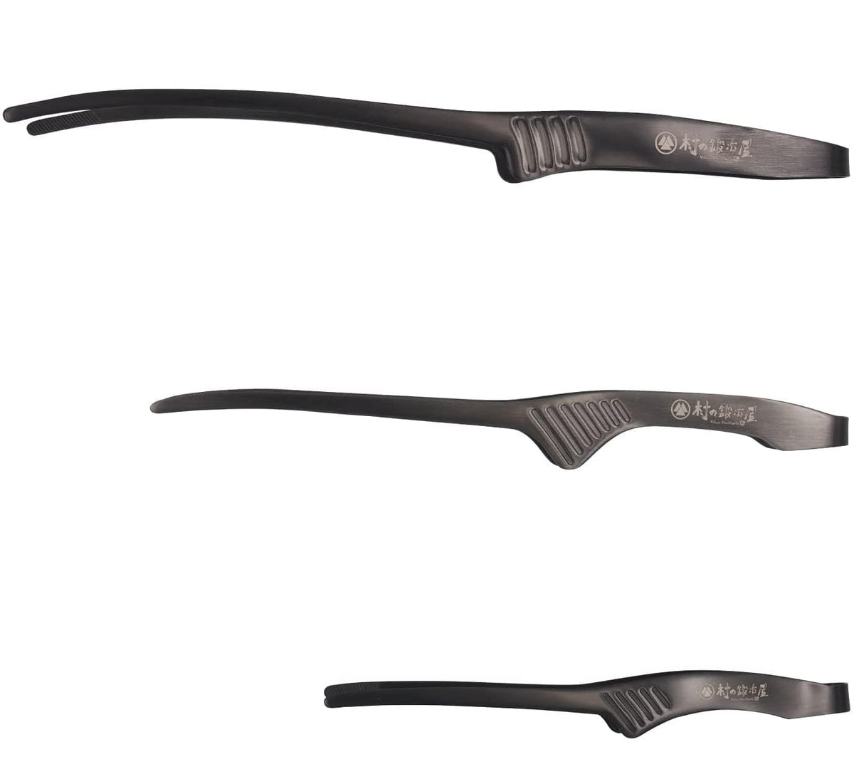 Tsubame Sanjo, Todai x Village Blacksmith, Black Tongs, Stainless Steel, 3-Piece Set (Short, Regular, Long) Camping