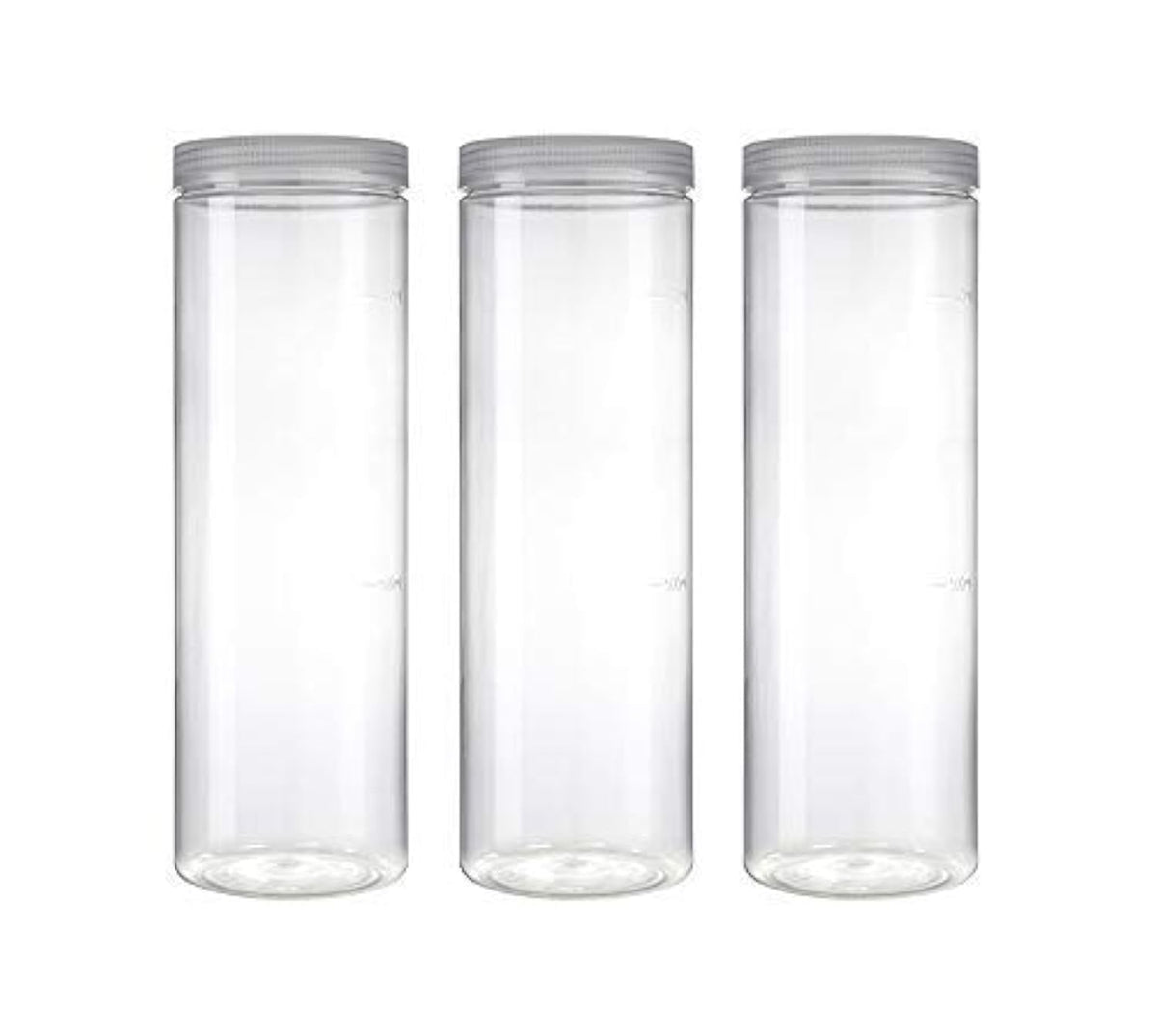 Silicook Clear Plastic Jar, Set of 3-40oz, Round Shaped, Transparent, Food Storage Container, Kitchen & Household Organization for Dry goods, Noodles, Spices and More