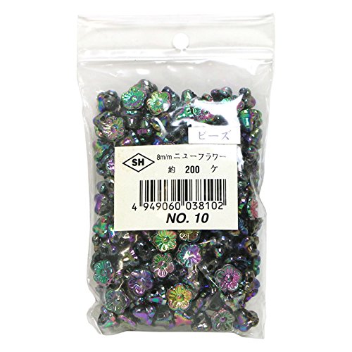 Shimamura ASH-NYFL8DX-10 New Flower Beads, Deluxe DX 0.3 inches (8 mm), Iridescent Color, 200 Pieces