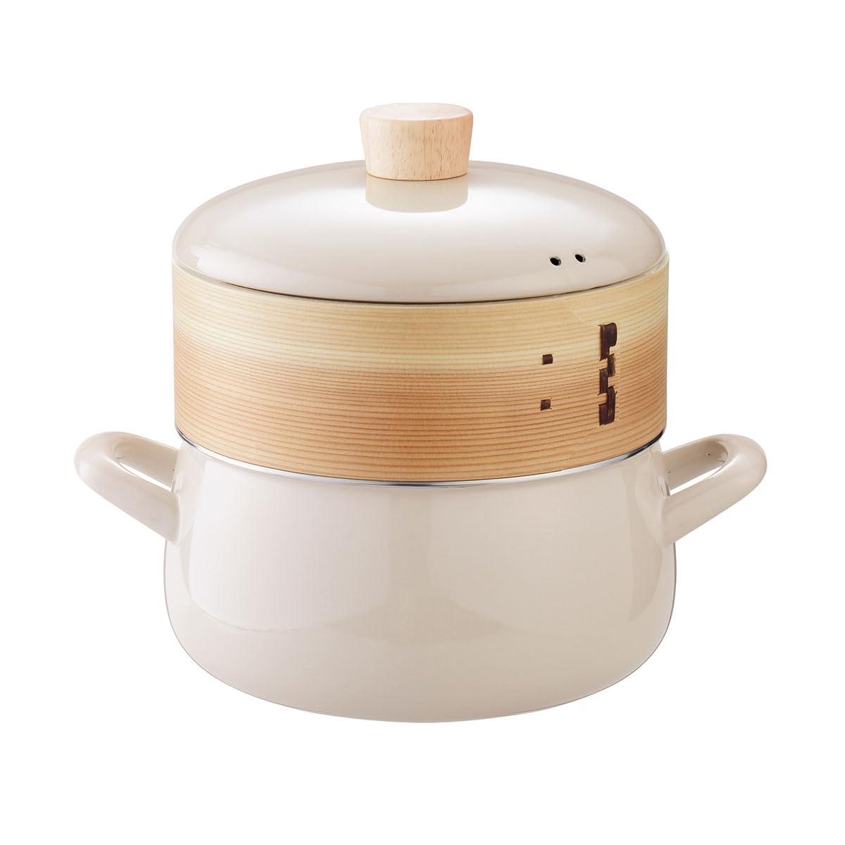 Fuji Enameled Pot with Stains, 7.9 inches (20 cm), Gray, Suitable for Steaming, Direct Flame, Induction Compatible