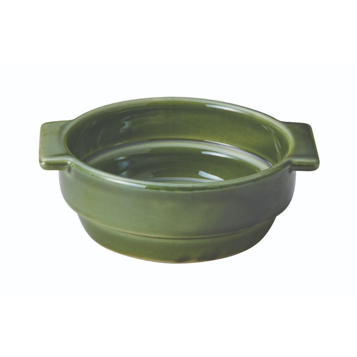 Banko Ware 19072 Oven-safe, Round Au Gratin Dish, Deep Type, Stackable Compatible, Diameter 6.5 inches (16.5 cm), Oribe Green, Tableware, Ceramic, Microwave, Made in Japan