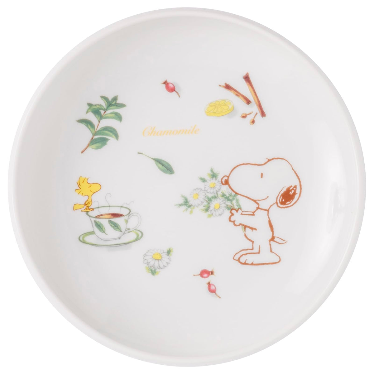 Peanuts 888526 Snoopy Herb Forest SN Easy Scooping Vessel, Chamomile, Dinner Plate, Diameter Approx. 7.5 x Height 3.1 inches (19 x 8 cm), Microwave and Dishwasher Safe, Made in Japan