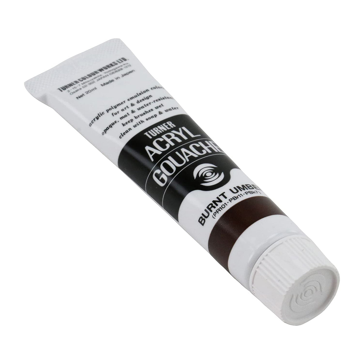 Turner Colour Works Acryl Gouache Artist Acrylic Paint - Single 20 ml Tube - Burnt Umber