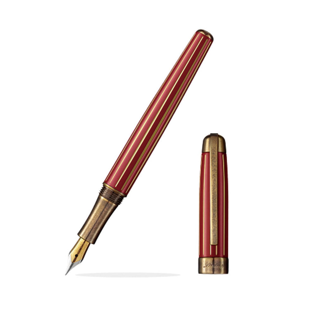 Laban PF-9191-11REATG Fountain Pen, Fine Point, F, LABAN Antique II, Red, Gold