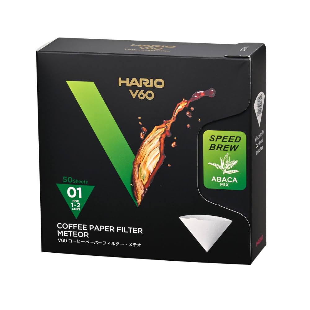HARIO VCF-01-50-MT V60 Coffee Filter, For 1-2 Cups, 50 Sheets, Present, Gift, Made in Japan, FSC Certified Product, Paper, 01 W, White