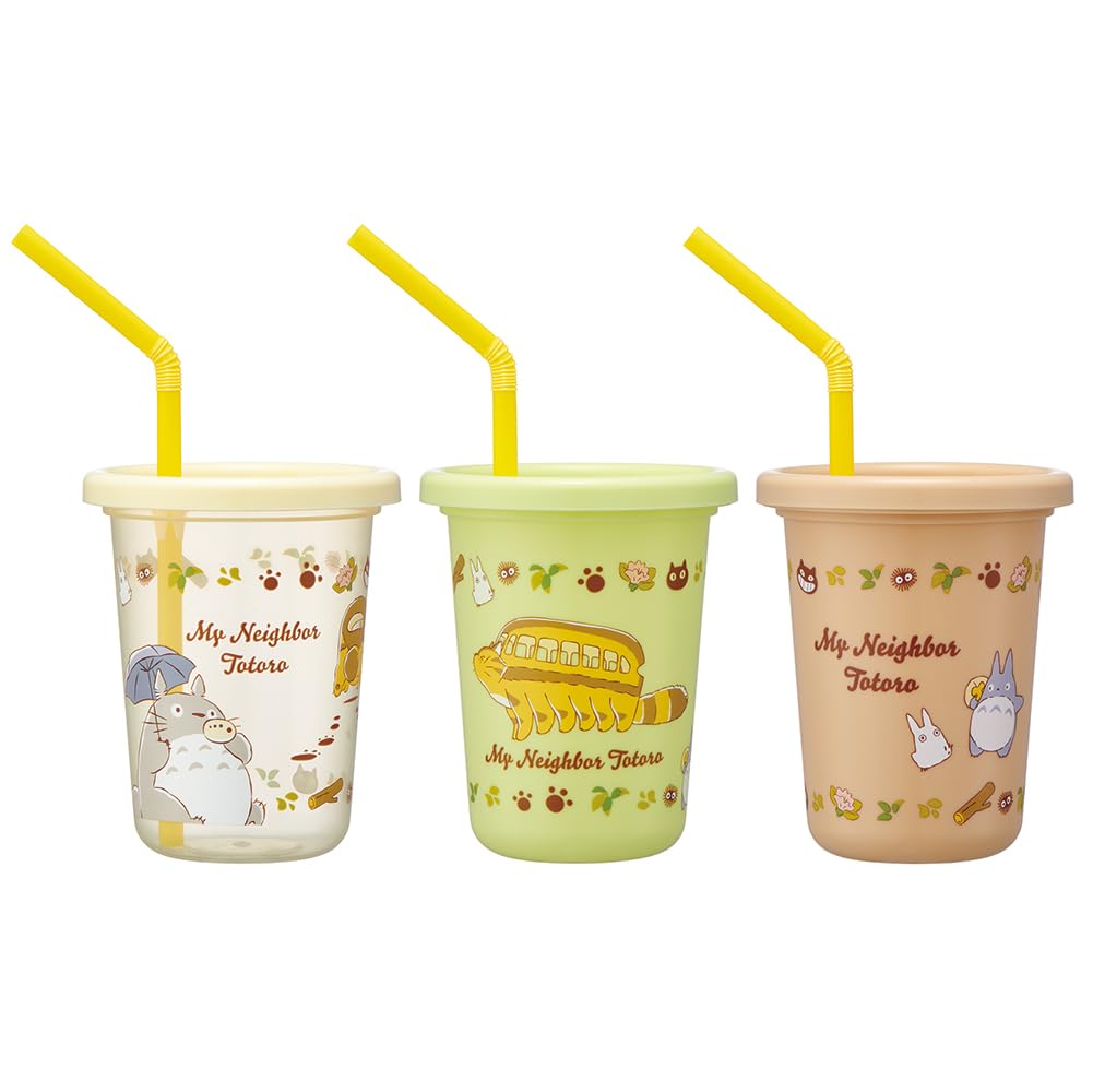 Skater SIH2ST-A Tumbler with Straw, 8.1 fl oz (230 ml), 3 Pieces, My Neighbor Totoro Cat Bus, Studio Ghibli, Made in Japan
