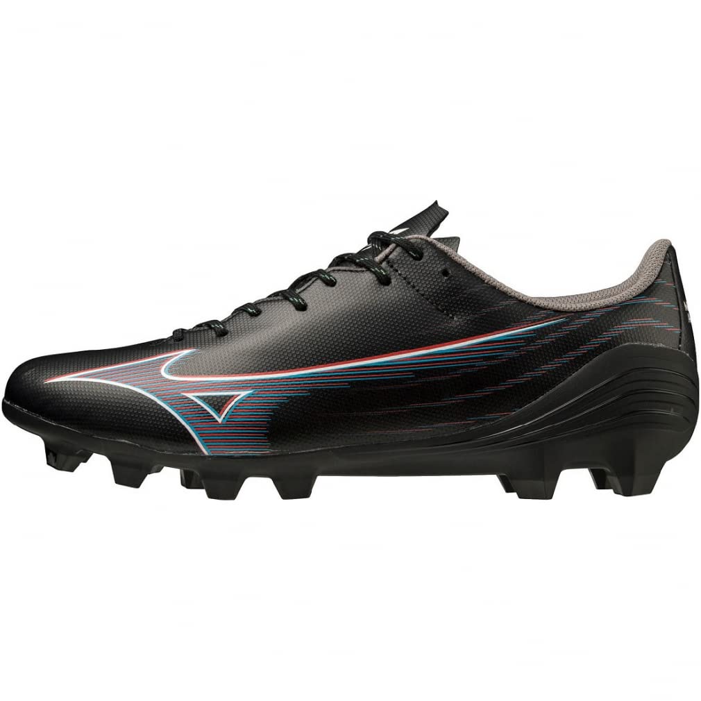 Mizuno Alpha SELECT Soccer Cleat, Football Club, Lightweight, black/ignition red/blue, 24.5 cm 2E
