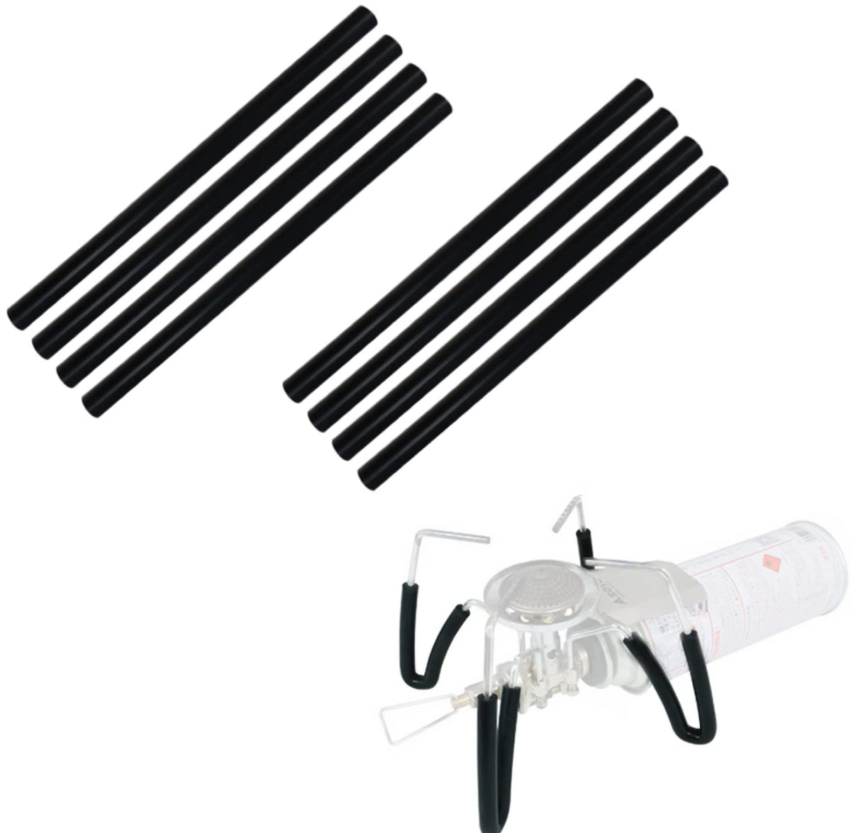 Camping Moon LP-310-BK-2P Silicone 0.2 inches (4 mm), Assist Grip, Silicone Tube, 2 Pairs, Heat Resistant, Pre-Cut