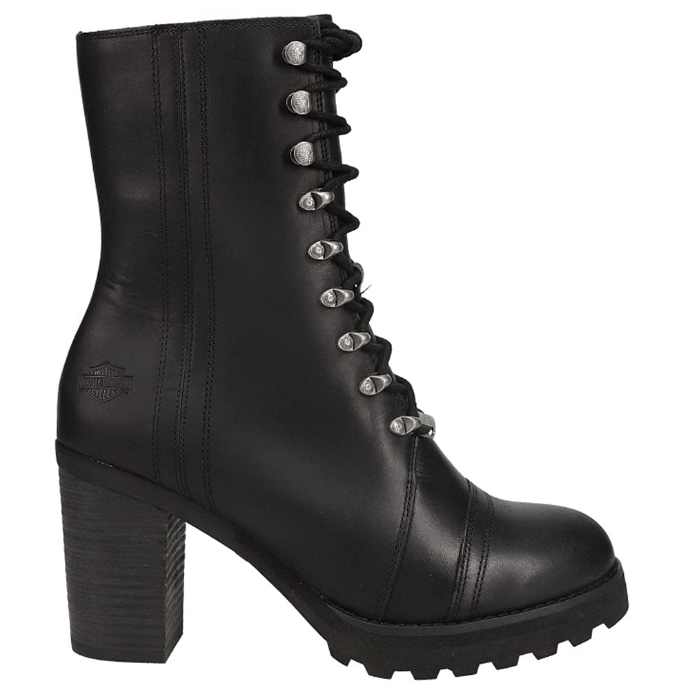 Harley-Davidson Footwear Women's Seneca 7" Lace Motorcycle Boot, Black, 9 Medium