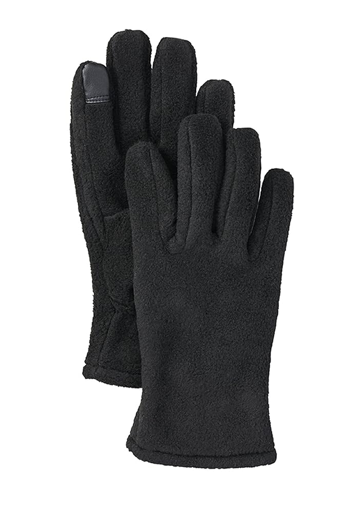 Descente MOVSPORT MVSP BK L Fleece Gloves, Thermal, Touch Panel Compatible, Fleece, Sports Watching, BK, L, BK, Large
