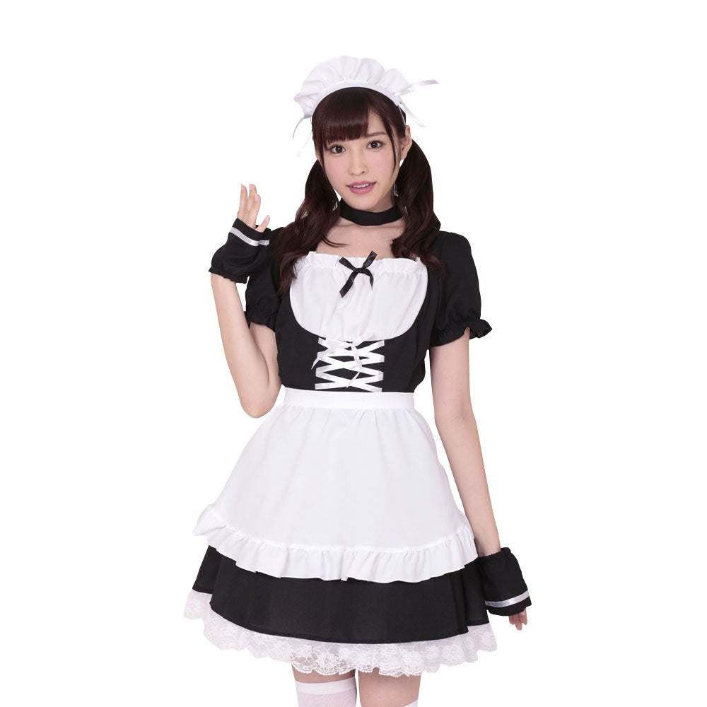 A&T Collection Women's Corset Maid Costume One-Size Black