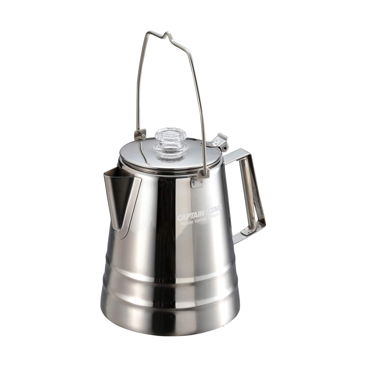 Captain Stag UW-3531 Coffee Pot, Percolator, 12 Cups, Suitable Capacity 0.6 gal (1.8 L), 18-8 Stainless Steel, Silver