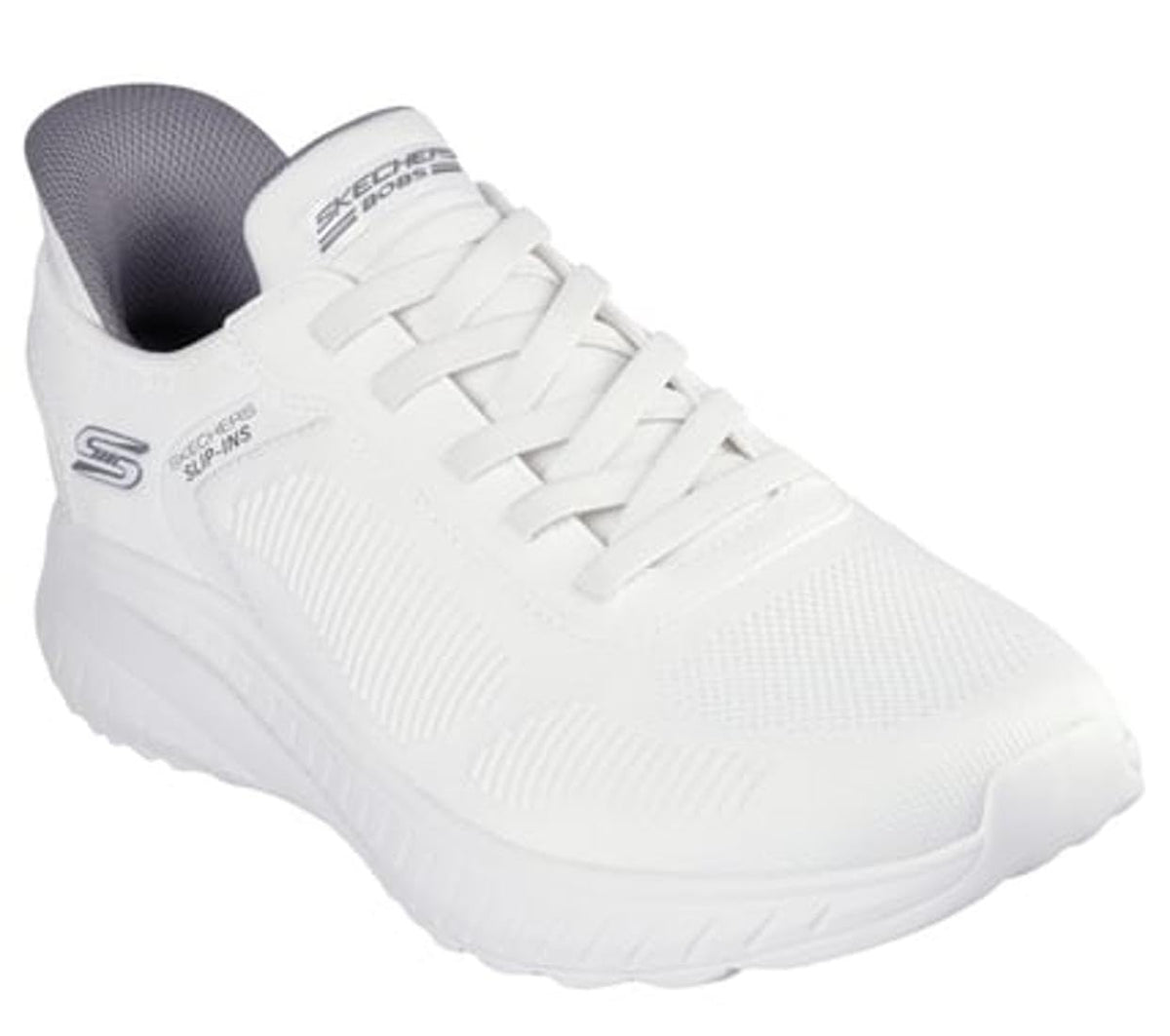 Skechers BOBS Squad Chaos-Solid Step Slip-Ins Men's Sneaker, 7.5 2E US, White