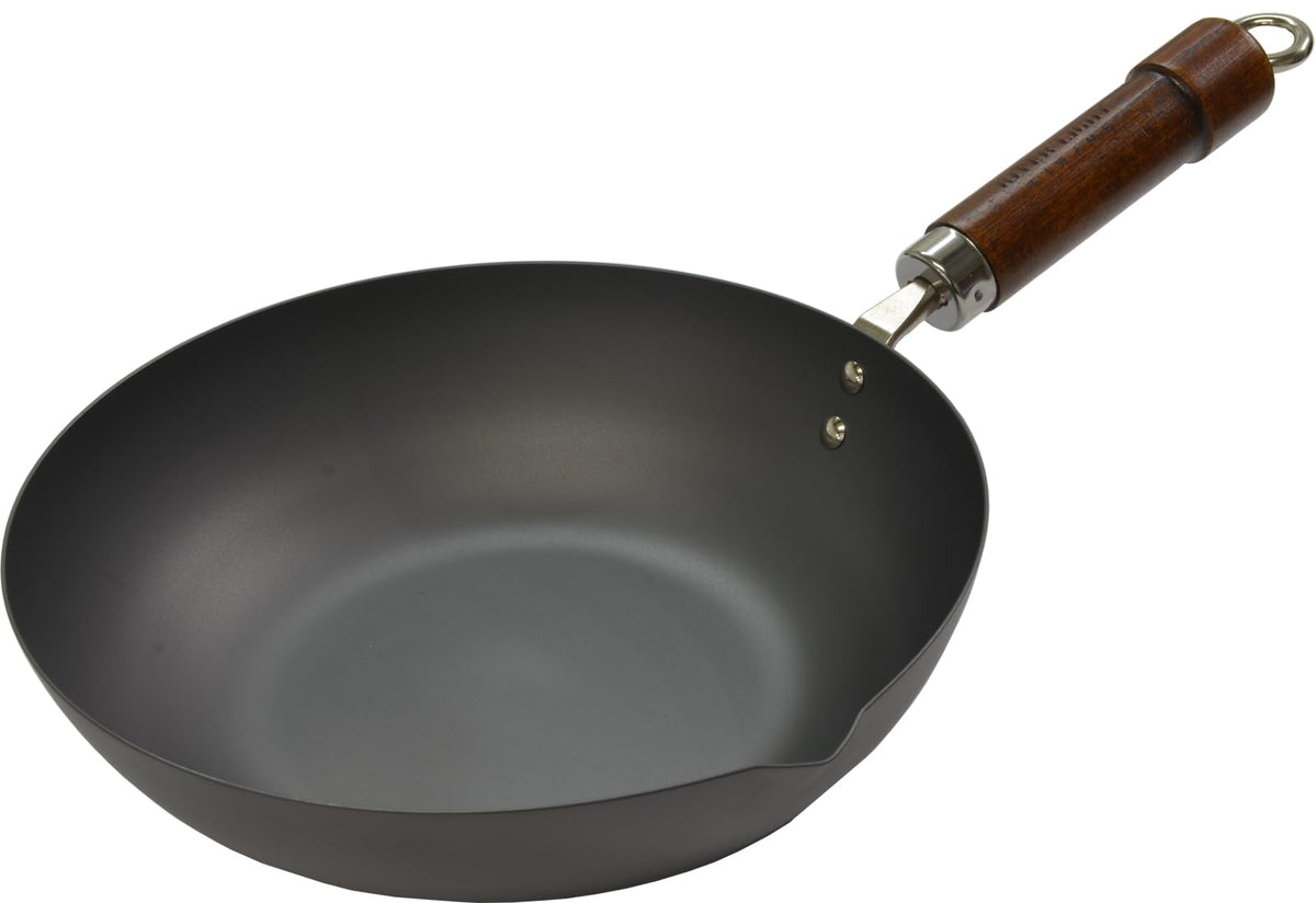 Riverlight KU1430 Ultra Japan Frying Pan, Deep Frying Pan, 11.8 inches (30 cm), Iron Nitride, IH Compatible, Rust Resistant, Wok, Made in Japan