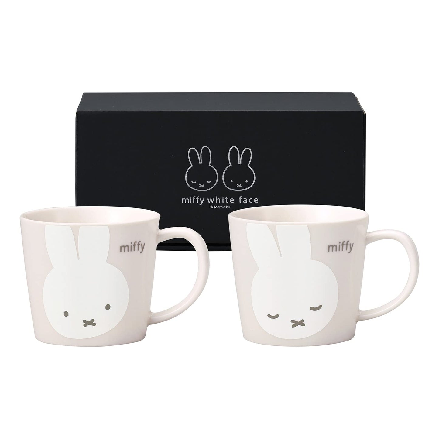Kaneshotouki 288750 Dick Bruna Miffy Pair Mug, Mug, Size M, Approx. 9.5 fl oz (280 ml), Set of 2, Miffy White Face, Made in Japan