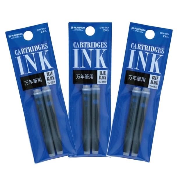 Platinum Ink Cartridges for Fountain Pens SPN-100A#3(Blue Black) 2 cartridges ×10 Packs/total 20 cartridges