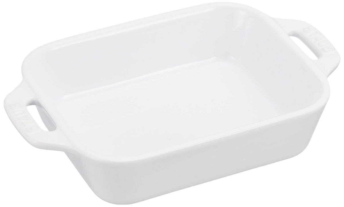 Staub Rectangular Dish, White, 5.5 x 4.3 inches (14 x 11 cm), Ceramic Au Gratin Dish, Oven Safe