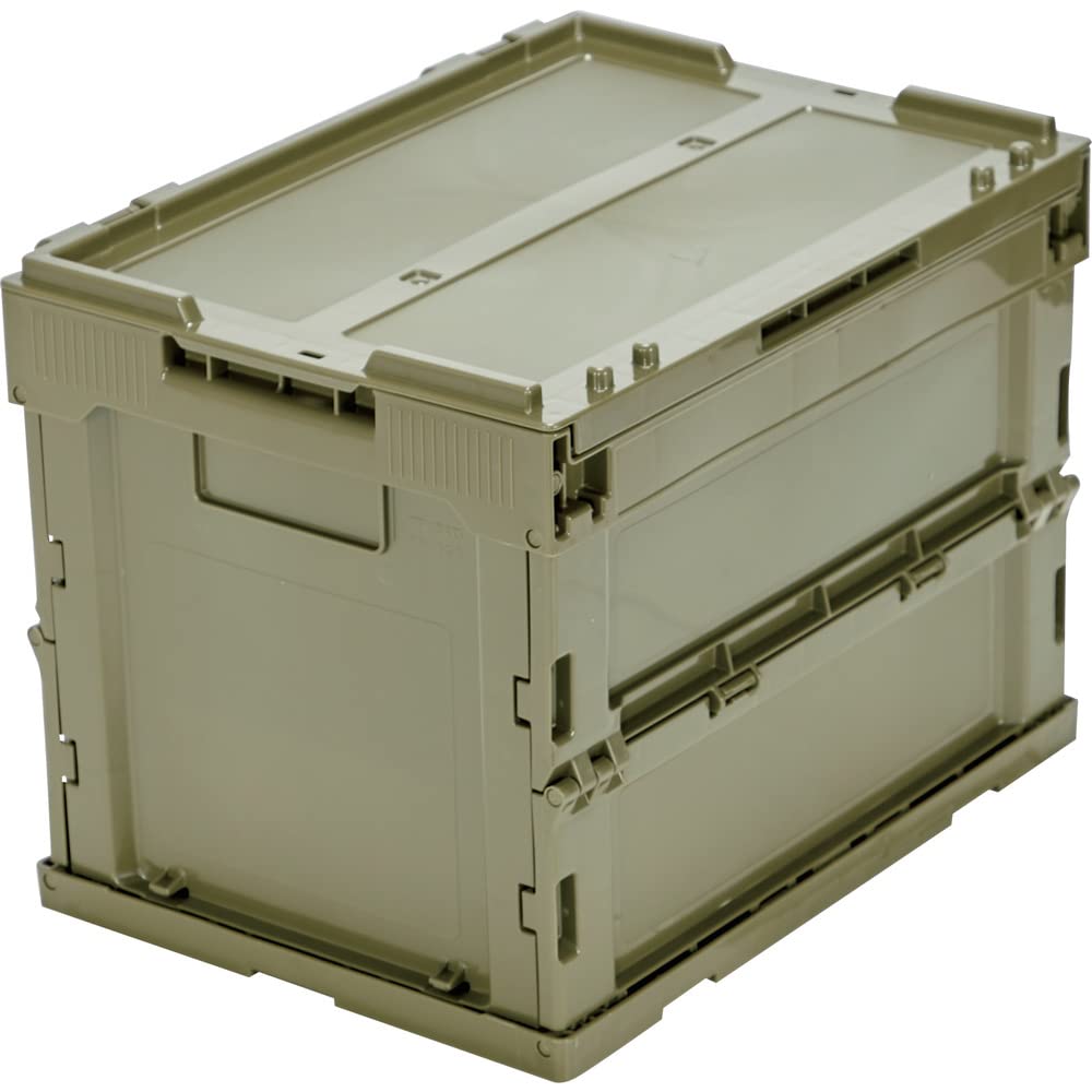 TRUSCO TR-SC20-OD Alpha Folding Container with Lid, 6.3 gal (20 L), OD Color, Storage Box